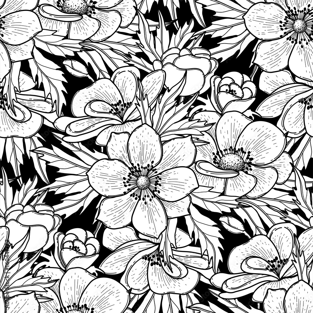 Graphic anemones pattern Graphic anemones pattern
