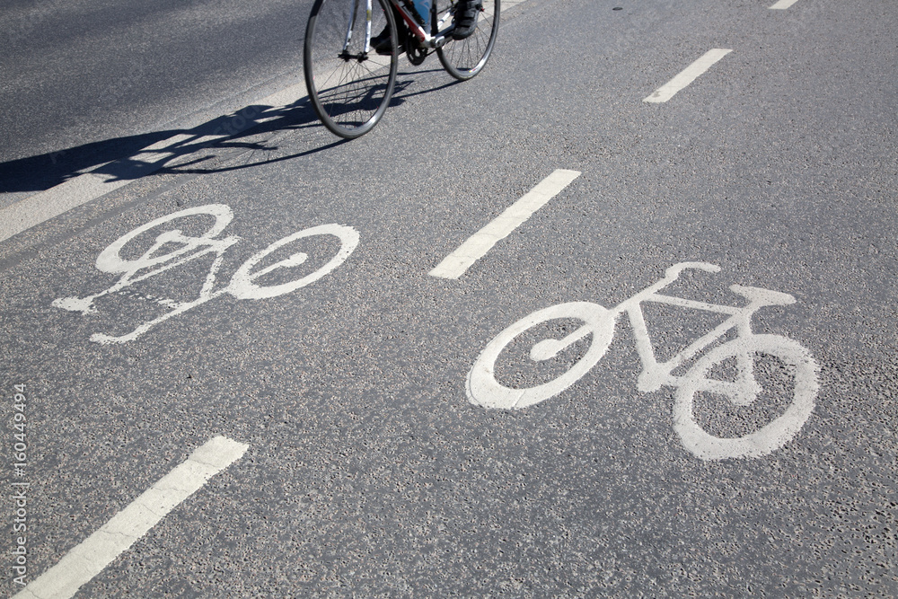Bike Lane Symbol with Cyclist; Stockholm Bike Lane Symbol with Cyclist; Stockholm