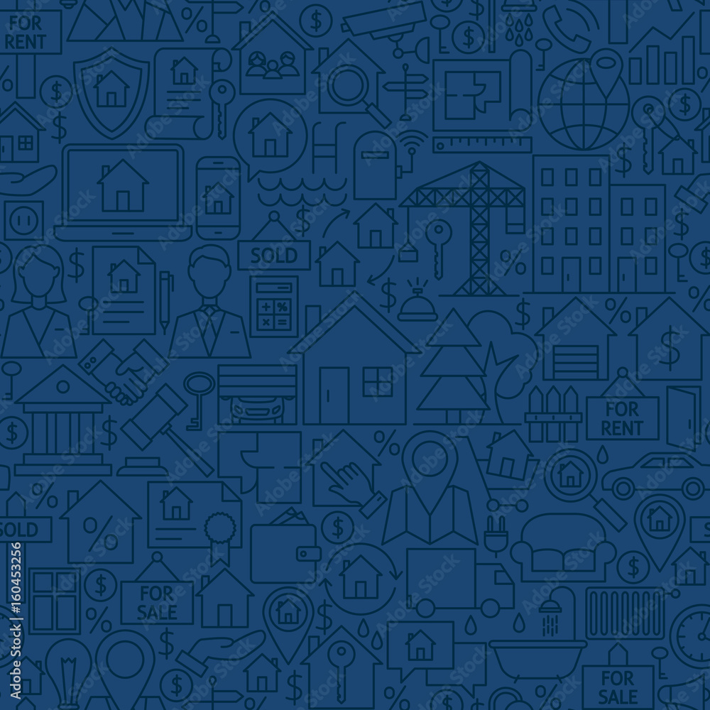 Line House Seamless Pattern