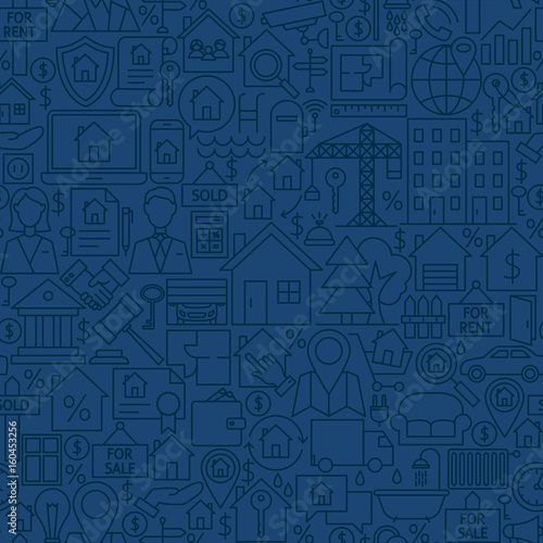 Line House Seamless Pattern