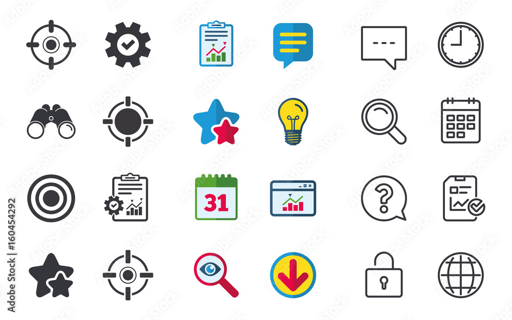 Crosshair icons. Target aim signs symbols. Crosshair icons. Target aim signs symbols.