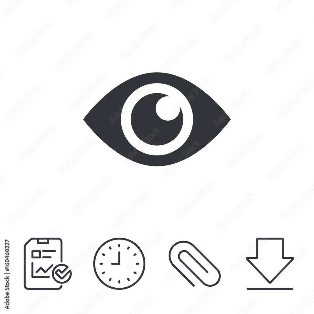 Eye sign icon. Publish content button. Eye sign icon. Publish content button.