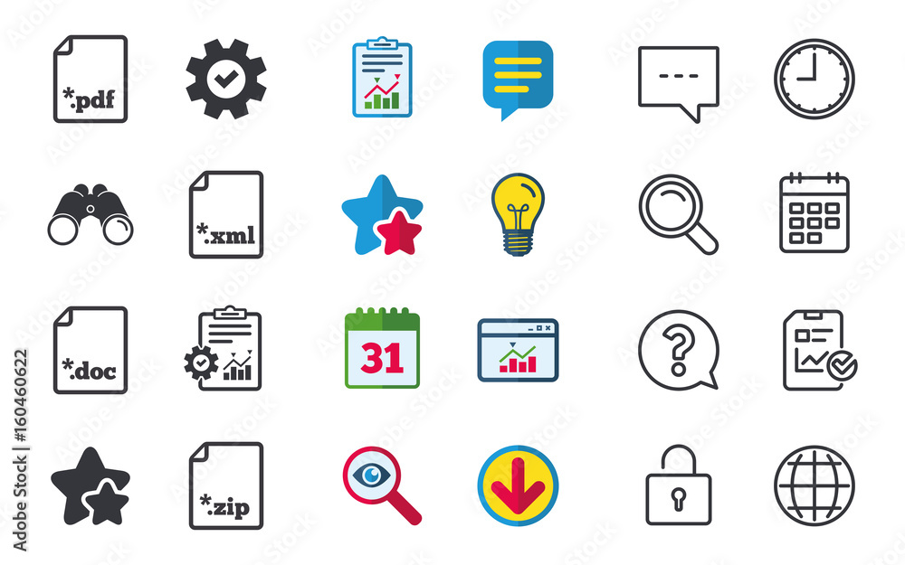 Document signs. File extensions symbols. Document signs. File extensions symbols.