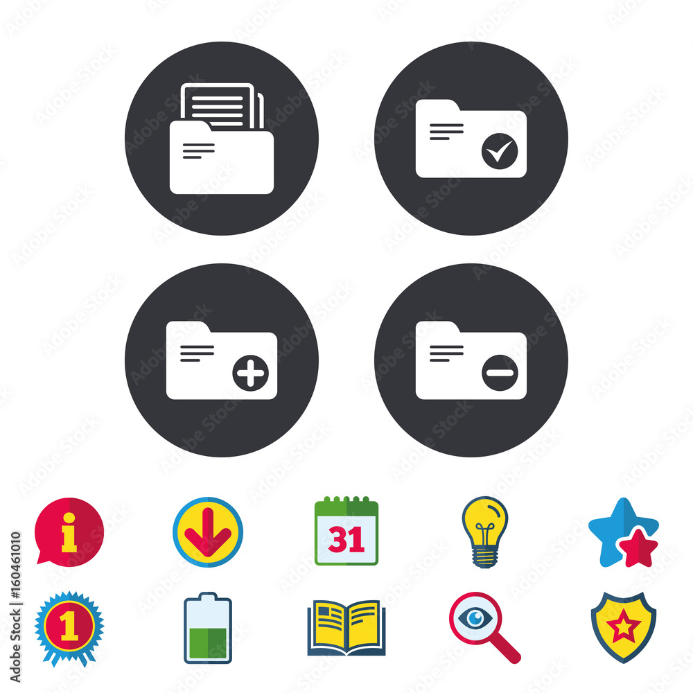 Accounting binders icons. Add document symbol. Accounting binders icons. Add document symbol.