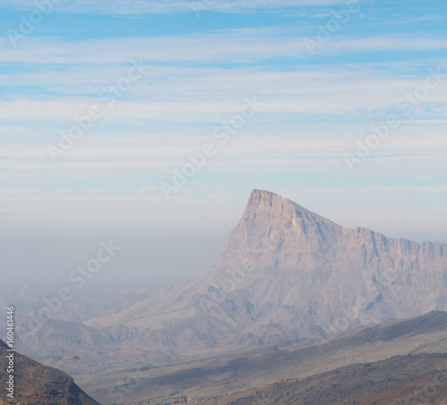 in oman the old mountain gorge and canyon the deep cloudy sky
