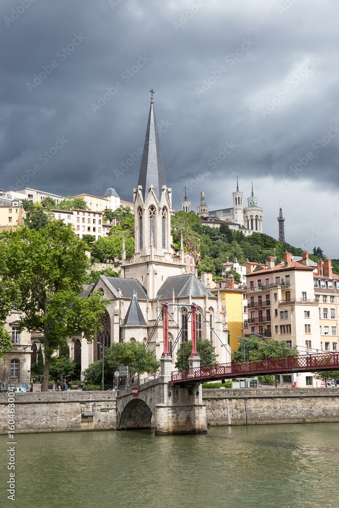 Fototapeta premium Church St Georges, Rhone River, Lyon