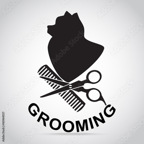 Dog grooming salon icon. Pet beauty salon logo illustration