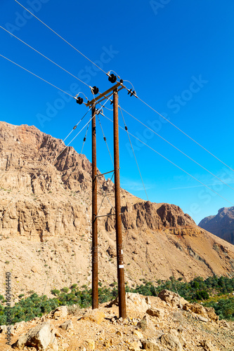 in oman the electric cable wood pylon photo