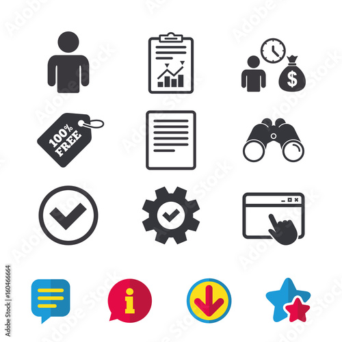 Bank loans icons. Fill document and get money.