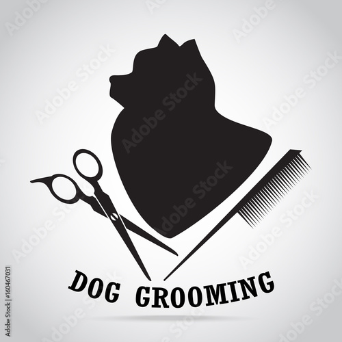 Dog grooming salon icon. Pet beauty salon logo illustration