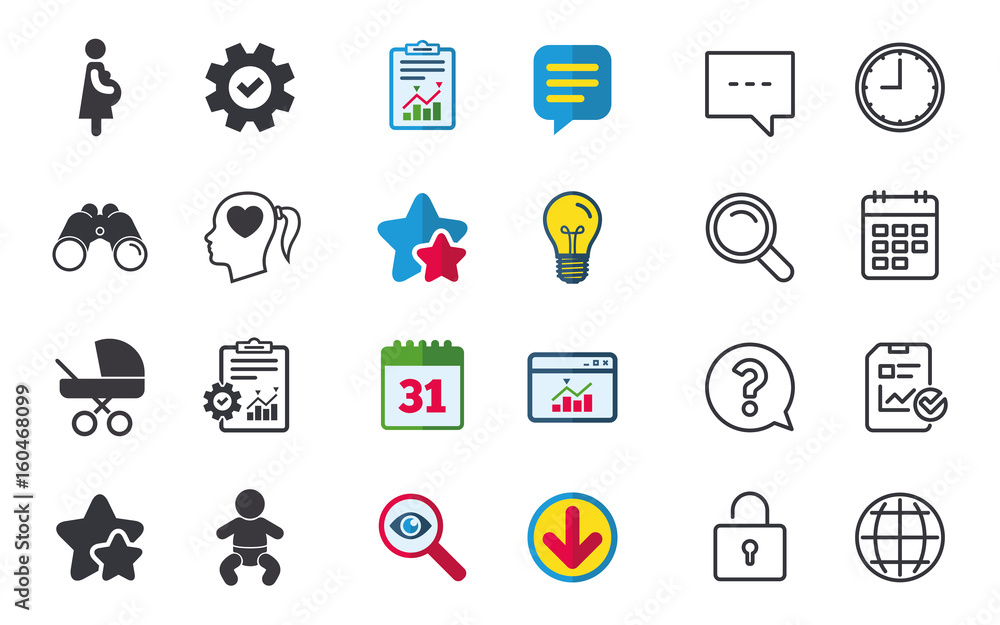 Maternity icons. Baby infant, pregnancy, buggy. Maternity icons. Baby infant, pregnancy, buggy.