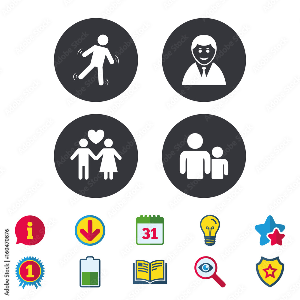 Businessman person icon. Group of people symbol. Businessman person icon. Group of people symbol.