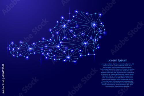 Austria map of polygonal mosaic lines, rays and space stars of vector illustration. © elenvd