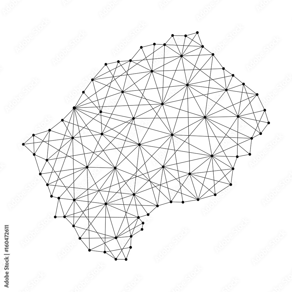 Map of Lesotho from polygonal black lines and dots of vector illustration Map of Lesotho from polygonal black lines and dots of vector illustration