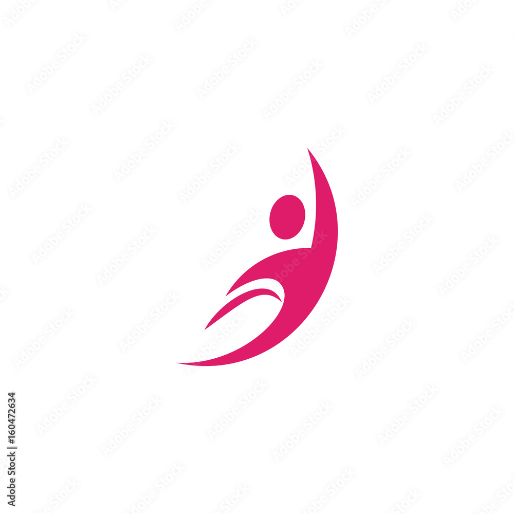 Isolated abstract pink color human body in motion silhouette logo on white background vector illustration. Isolated abstract pink color human body in motion silhouette logo on white background vector illustration.