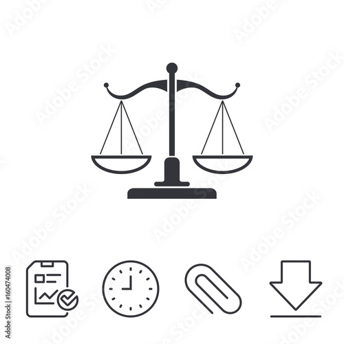 Scales of Justice sign icon. Court of law symbol.