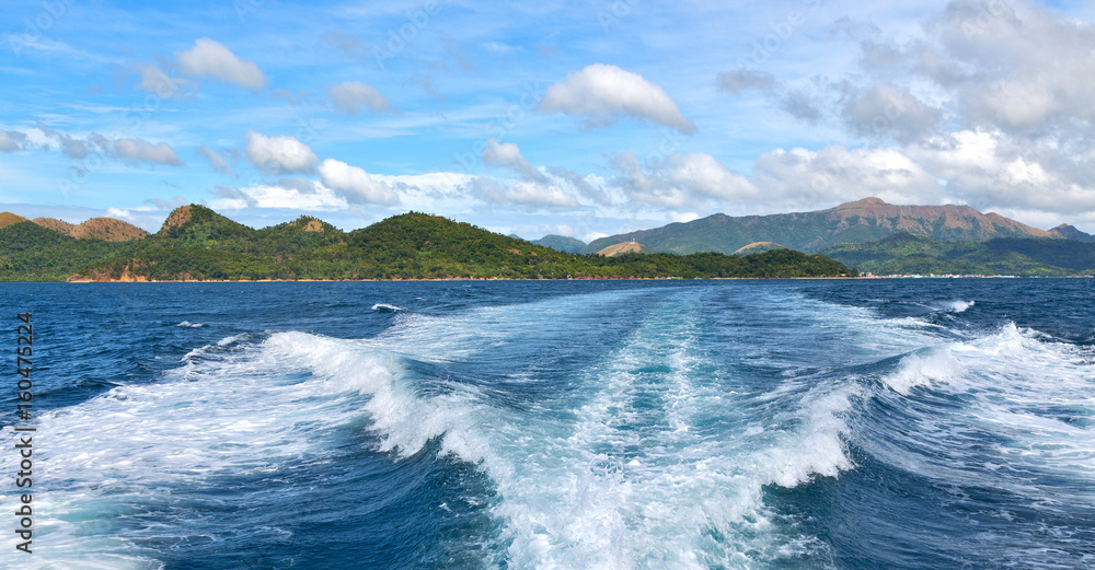   a view from  boat  and the pacific ocean