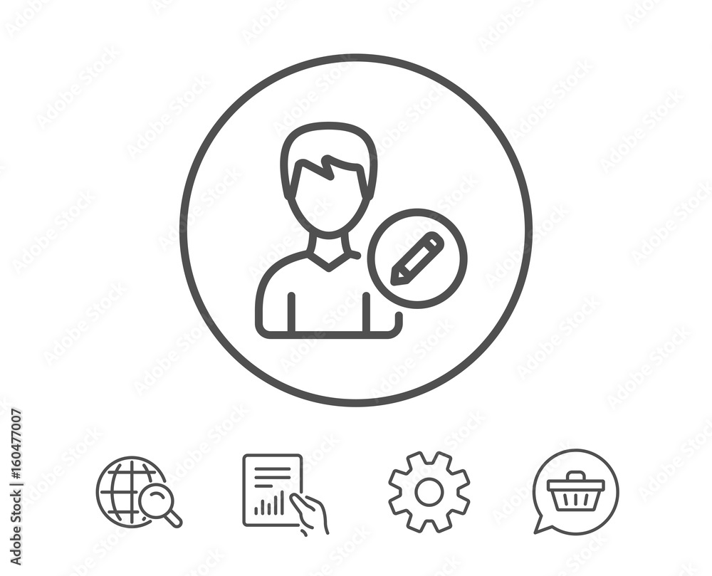 Edit User line icon. Male Profile sign. Edit User line icon. Male Profile sign.