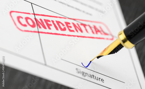 Close up of confidential stamp on a form.
