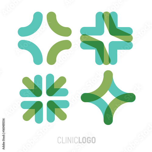 Medical abstract symbol from transparent intersecting lines in the form of a cross. Magnificent sign and logo for hospitals and clinics