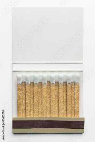 Closeup of matchbook, isolated on white photo