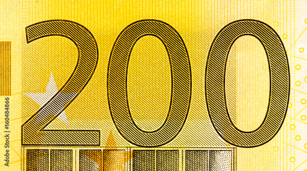 Fotografie 200 euro bill on macro.