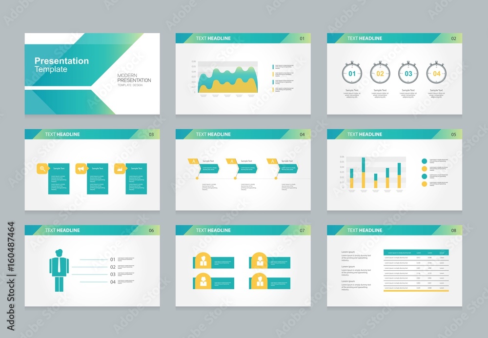 abstract presentation slide template design background with infographic ...