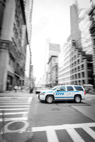 Fast NYPD SUV driving through Manhattan Colorkey © Dennis