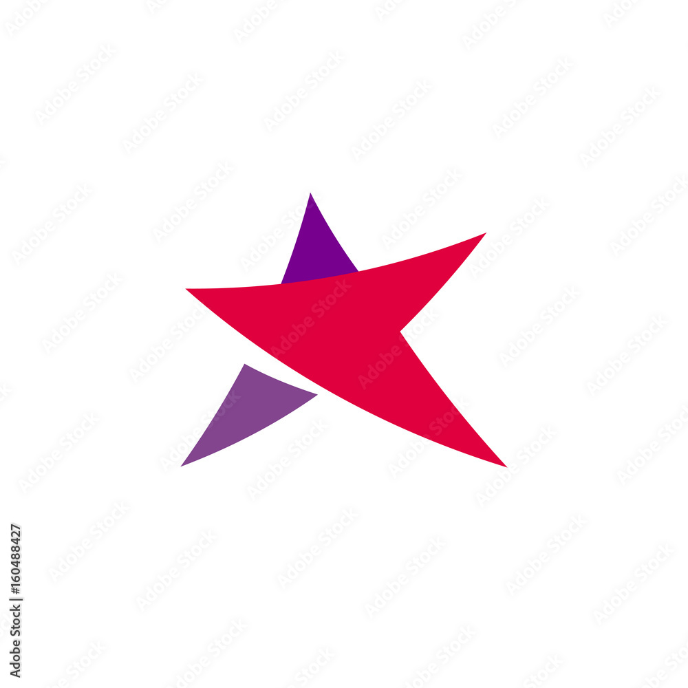 Fantastic isolated simple flat red and violet color star logo of unusual shape. Vector logotype and icon of the abstract form. Fantastic isolated simple flat red and violet color star logo of unusual shape. Vector logotype and icon of the abstract form.