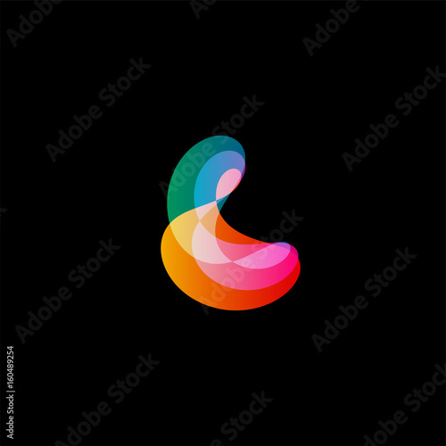 Wavy abstract vector logo. Smooth gradients and colorful cosmic and high technology oval shapes.