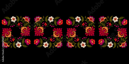 Authentic floral ethnic embroidered border. Tribal style. photo