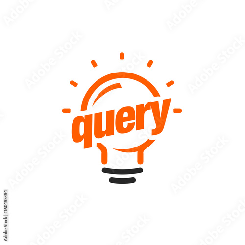 New question mark symbol, flat bright cartoon bulb. White and orange colors sign. Stylized vector lightbulb colorful logotype. Query icon, circle line logo