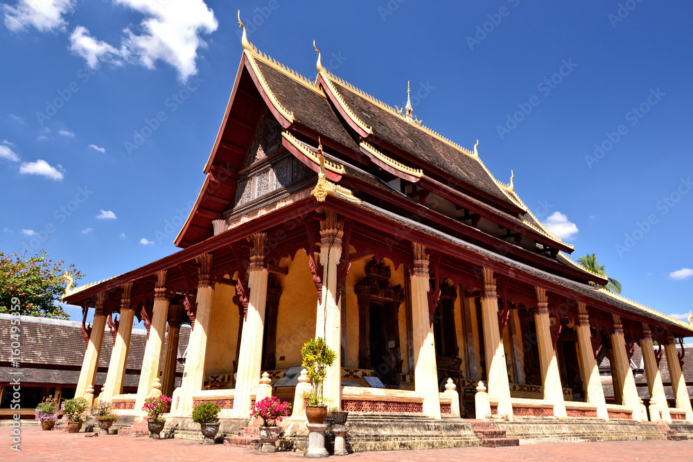 Naklejka premium Laos Buddhism Temple Monks