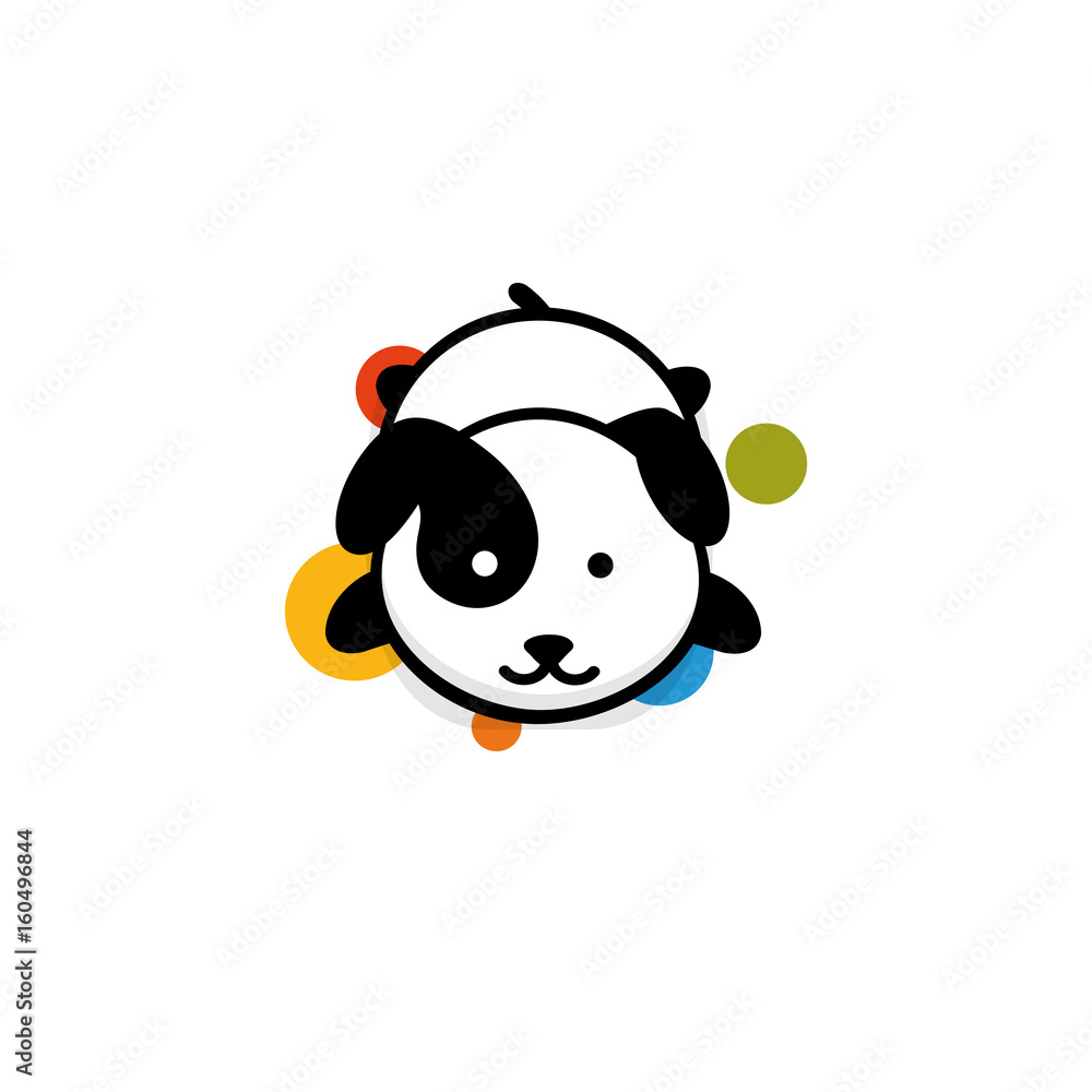 Cute Dog rest lying down vector illustration, Baby Puppy logo, new design art, Pet Black color sign, simple image, picture with animal and colorful circles. Cute Dog rest lying down vector illustration, Baby Puppy logo, new design art, Pet Black color sign, simple image, picture with animal and colorful circles.