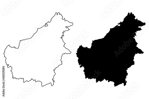 Borneo map vector illustration, scribble sketch Borneo