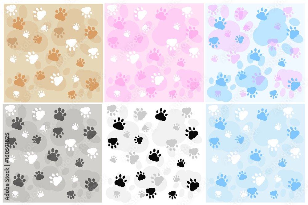 Dog paw print backgrounds Stock Vector | Adobe Stock