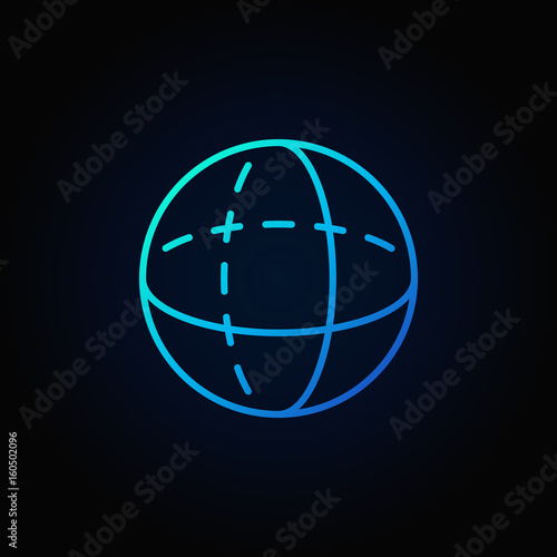 Blue volume sphere outline icon