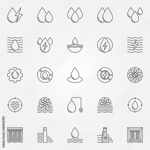 Hydropower icons set