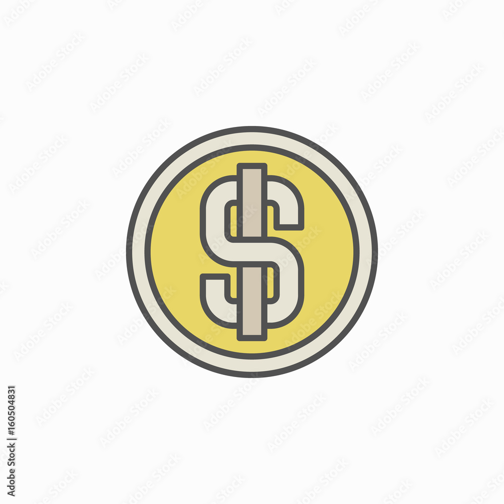Colorful dollar coin icon Colorful dollar coin icon