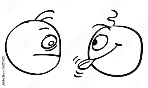 Vector Cartoon of Two Men, One of Them is Sticking Out his Tongue