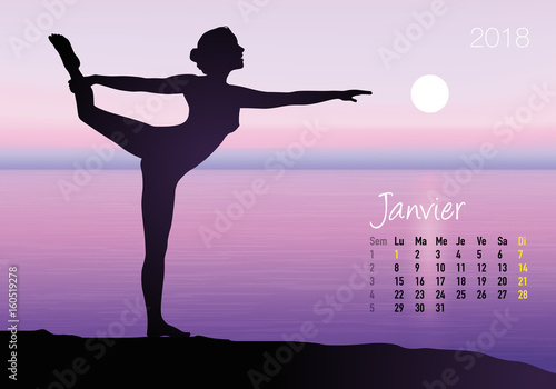 CALENDRIER - 2018 - Yoga - Zen - Janvier