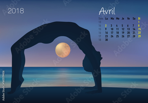 CALENDRIER  - 2018 - Yoga - Zen - Avril