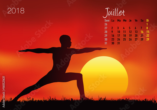 CALENDRIER - 2018 - Yoga - Zen - Juillet
