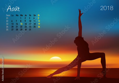 CALENDRIER - 2018 - Yoga - Zen - Août