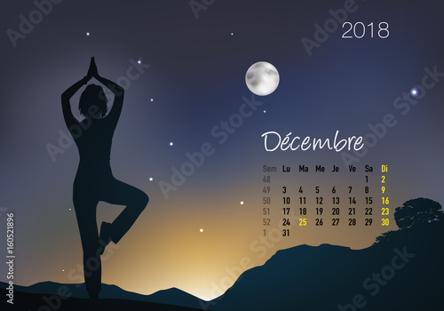 CALENDRIER - 2018 - Yoga - Zen - Décembre