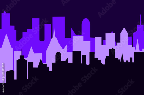 Set of cityscape background. Horizontal banner with megapolis panorama.