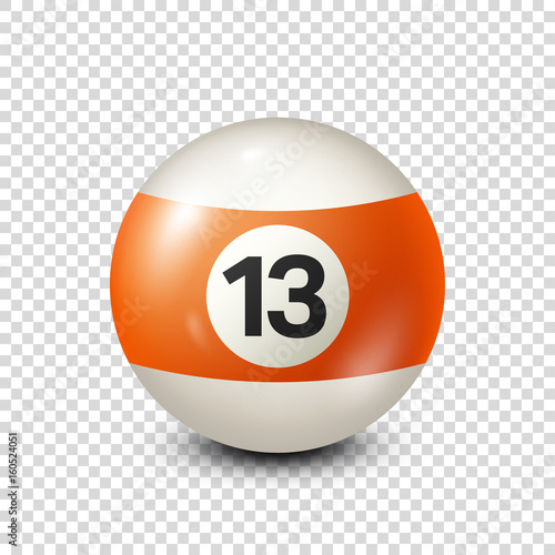 Free Download Billiard,orange pool ball with number 13.Snooker. Transparent background.Vector illustration. - GFXLoad