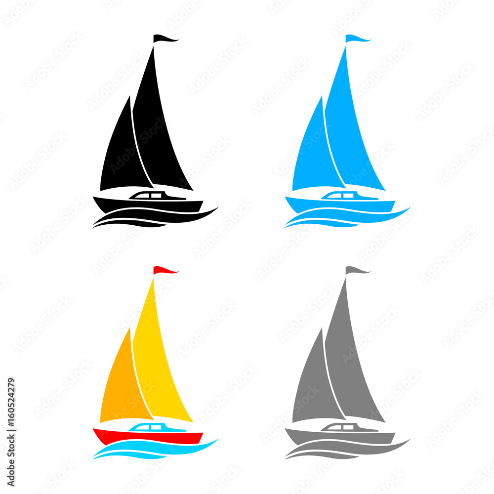  Sailboat vector icons on white background