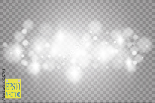 Abstract white bokeh effect explosion with sparks modern design. Glow star burst or firework light effect. Sparkles light vector transparent background. Christmas Concept. Flicker magic effect