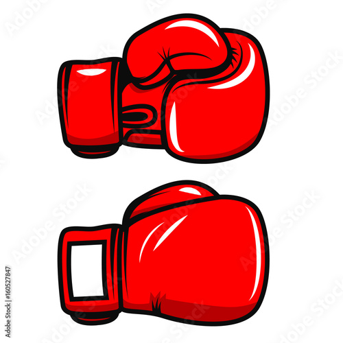 Boxing gloves isolated on white background. Design element for poster, emblem, label, badge. Vector illustration